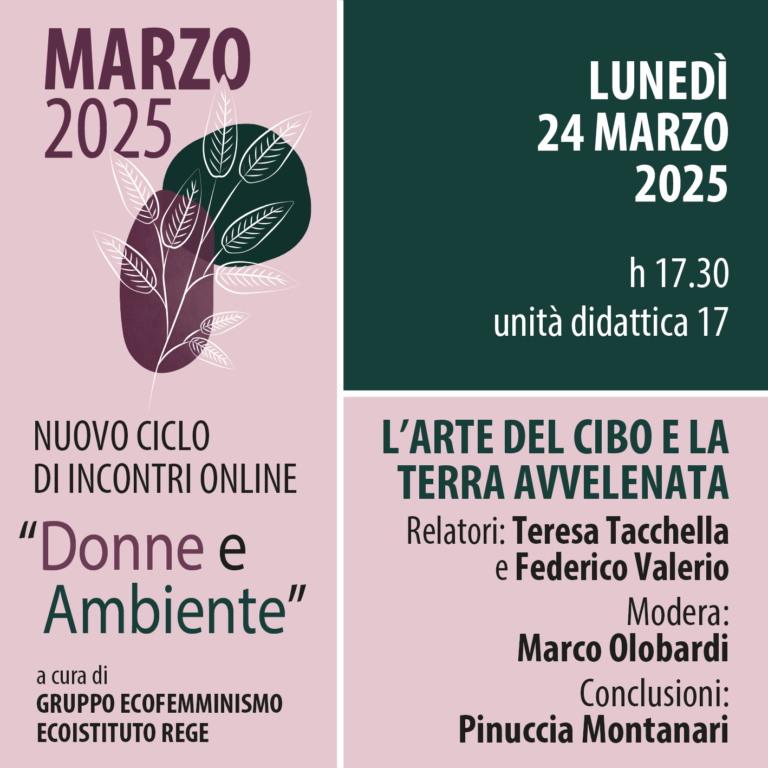 Locandina della videoconferenza "L'arte del cibo e la terra avvelenata"